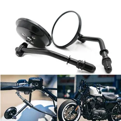 M8 Motorcycle Round Rearview Mirror Side Mirrors Retro Rear Mirrors For Harley Dyna Bobber Chopper Sportster Old School  Touring