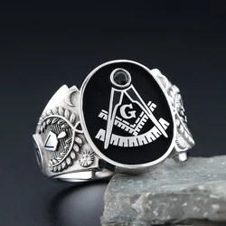 Vintage Mens Lodge Masonic Mason Freemasonry Jewelry Sterling Silver Ring