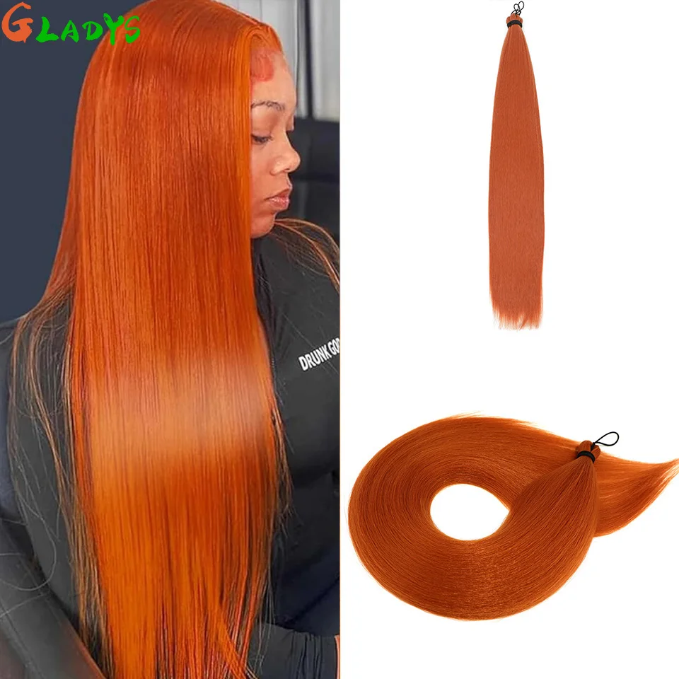 

Straight Pony Hair Bundles Extensions 3pcs/lot Synthetic Braiding Hair Extension 28 Inch Orange Crochet Hair Extension For Women