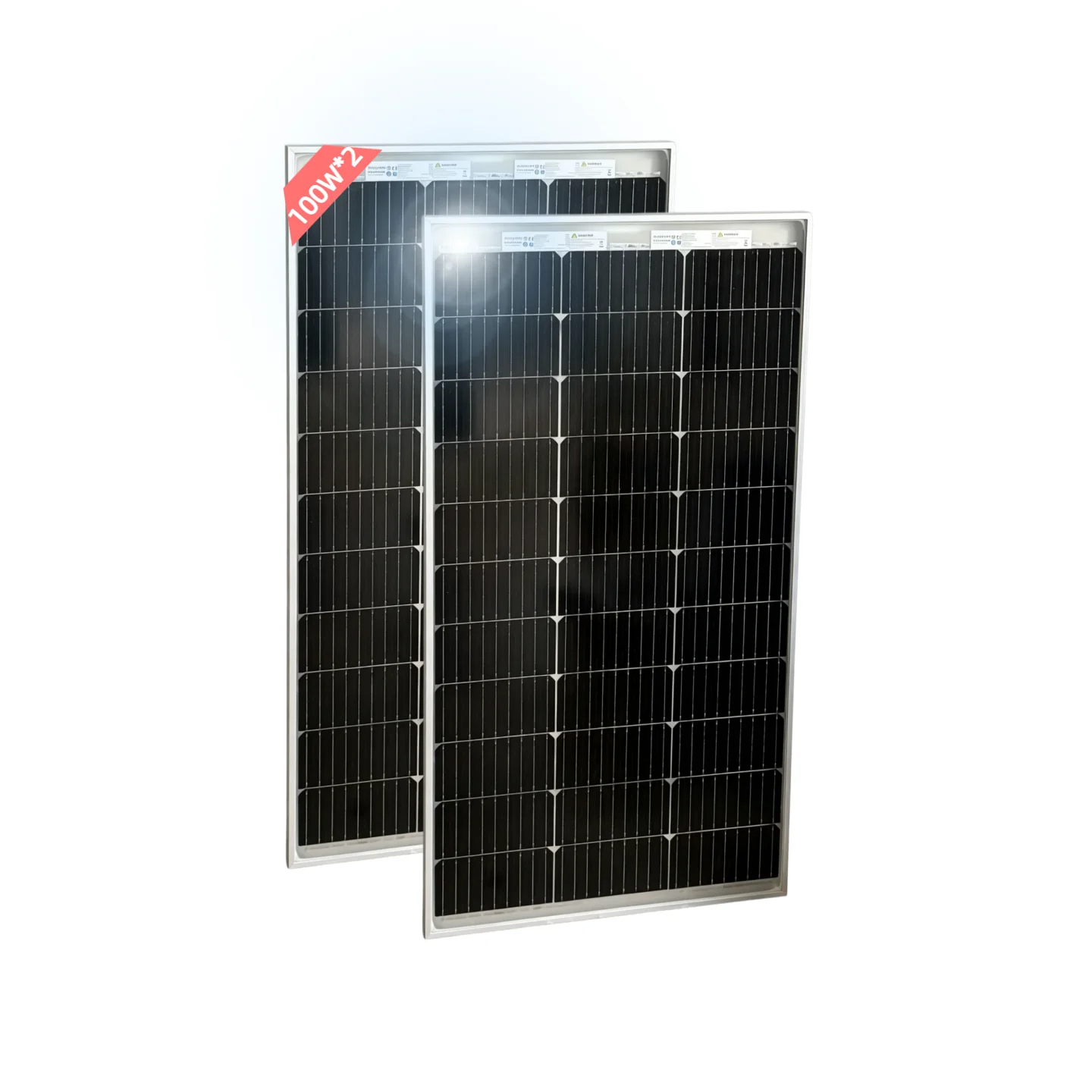 2 panneaux solaires bifaciaux 18 V 100 W, panneaux solaires mono double face 200 W pour la charge de batteries, balcon, terrasse, camping-car, jardin, bateau, VR et maison