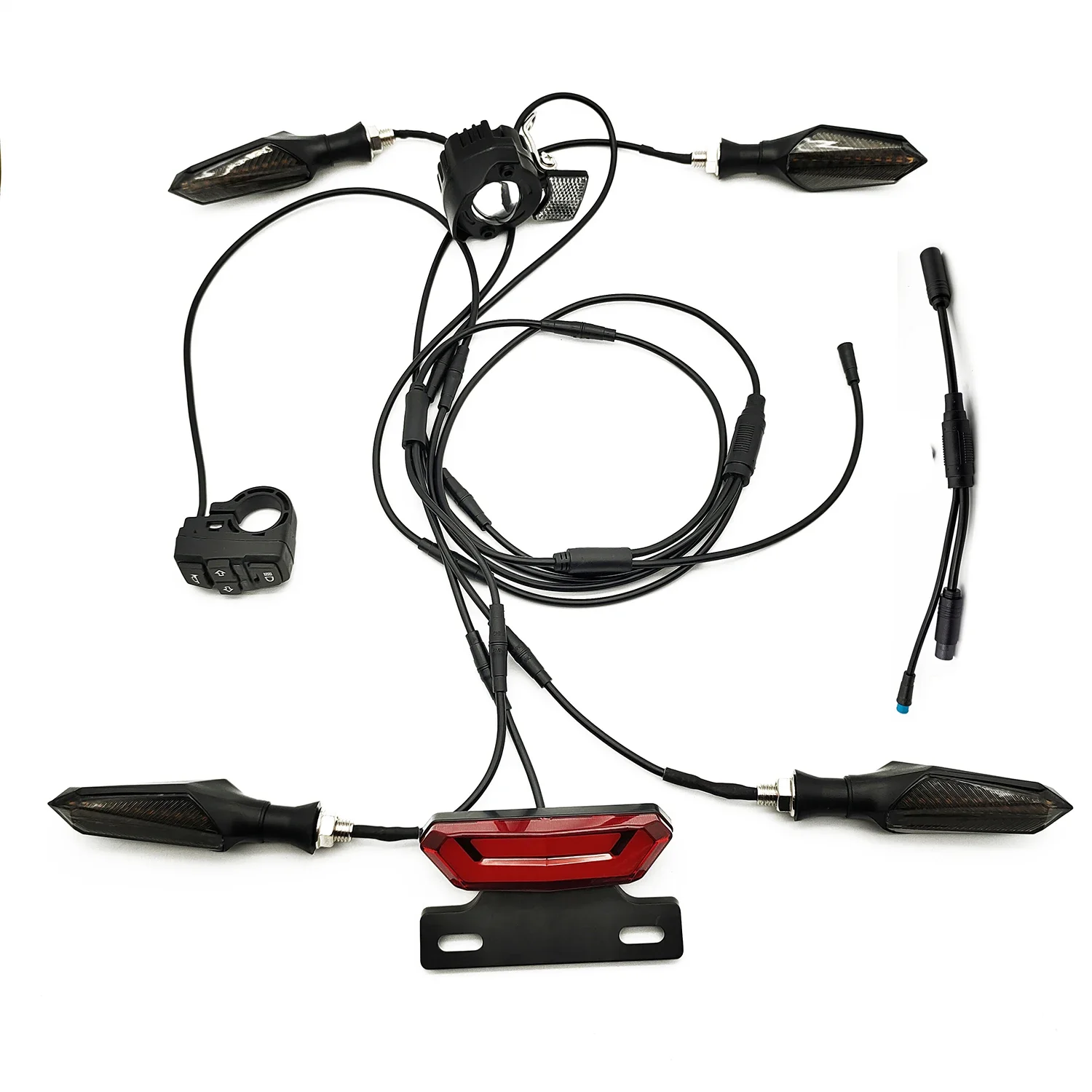 AliExpress RisunMotor Electric Bicycle Waterproof Cable Light Set Front Rear Flashing Dynamic Turn Signals 24V 36V 48V 52V 60V For BAFANG KUNTENG