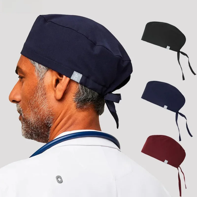 Casquettes chirurgicales pharmacie Baotou gommage casquette impression médicale clinique pour animaux de compagnie femmes hommes médecins dentiste chapeau infirmière Salon chapeau avec boutons