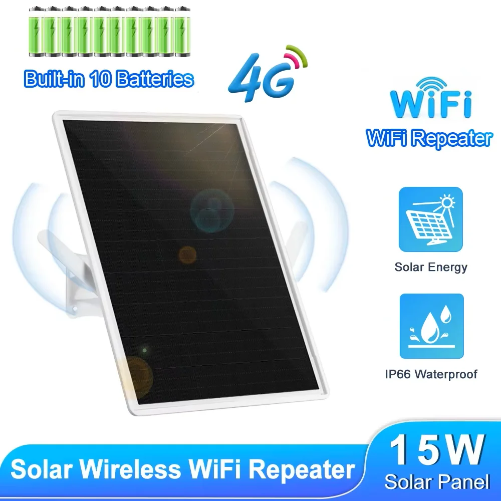 Solar Outdoor WIFI Repeater,Weatherproof Wi-Fi Range Extender-2.4GHz Wireless Internet Signal Booster Built-in 25000mAh Battery