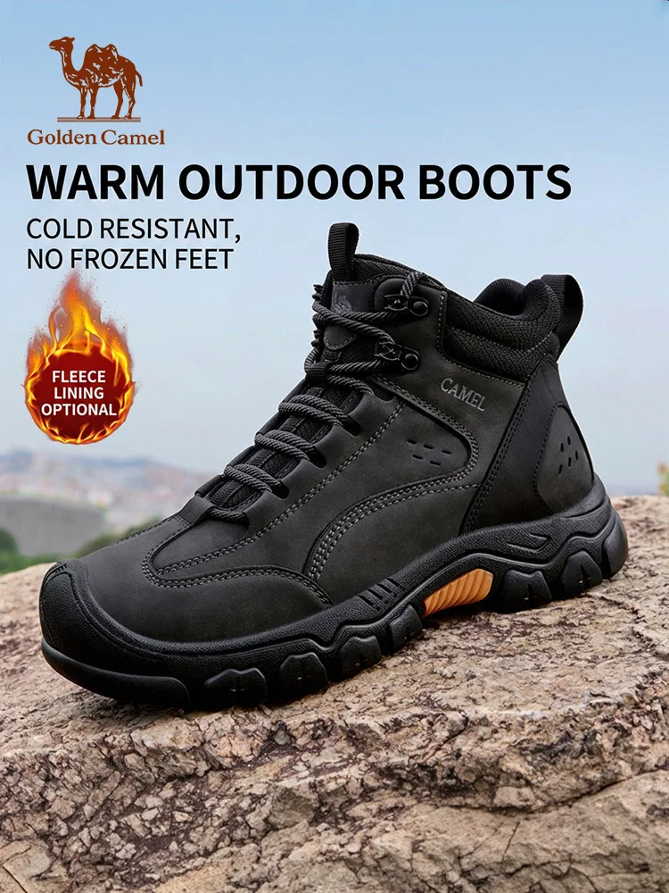 Golden Camel  Men's High-top Outdoor Shoes Hiking Men's Sports Waterproof Casual Anti-Cold Snow Boots Padded Warm Men's Walk