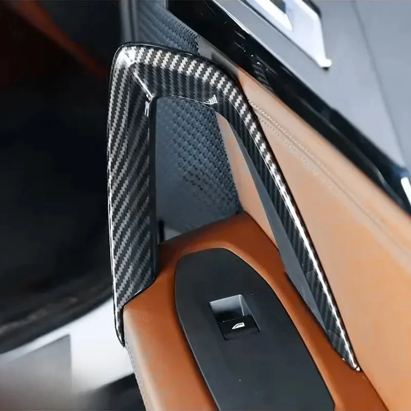 For 2023-2025 BMW X1 iX1 U11 X2 /iX2 U10 Car Door Armrest Handle Cover Trims Carbon Fiber Interior Accessories