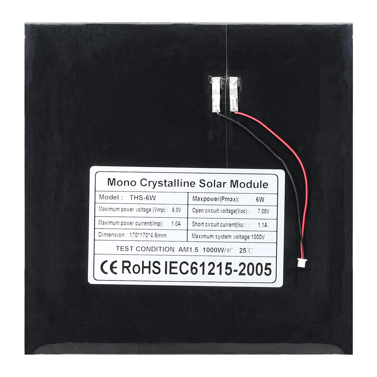 لوحة طاقة شمسية صغيرة 5 واط 6 فولت وحدة الخلية الضوئية مجلس في الهواء الطلق لتقوم بها بنفسك 175 مللي متر x 175 مللي متر لوحة شحن بالطاقة الشمسية لشاحن البطارية مع سلك #5