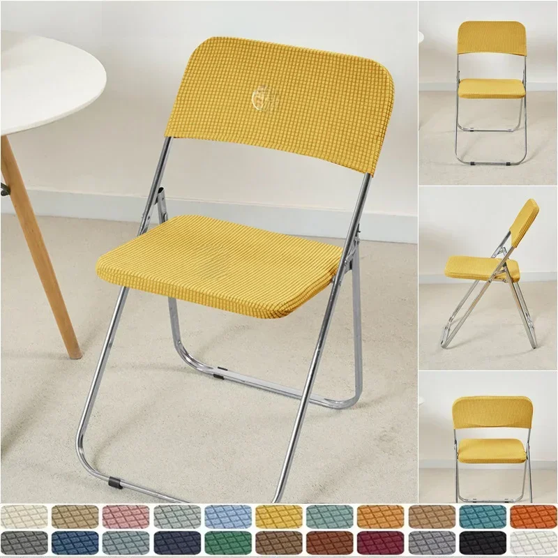 1 ensemble housse de chaise pliante élastique polaire chaise de mariage housses de siège chaise dossier protecteur couverture pour Banquet de mariage