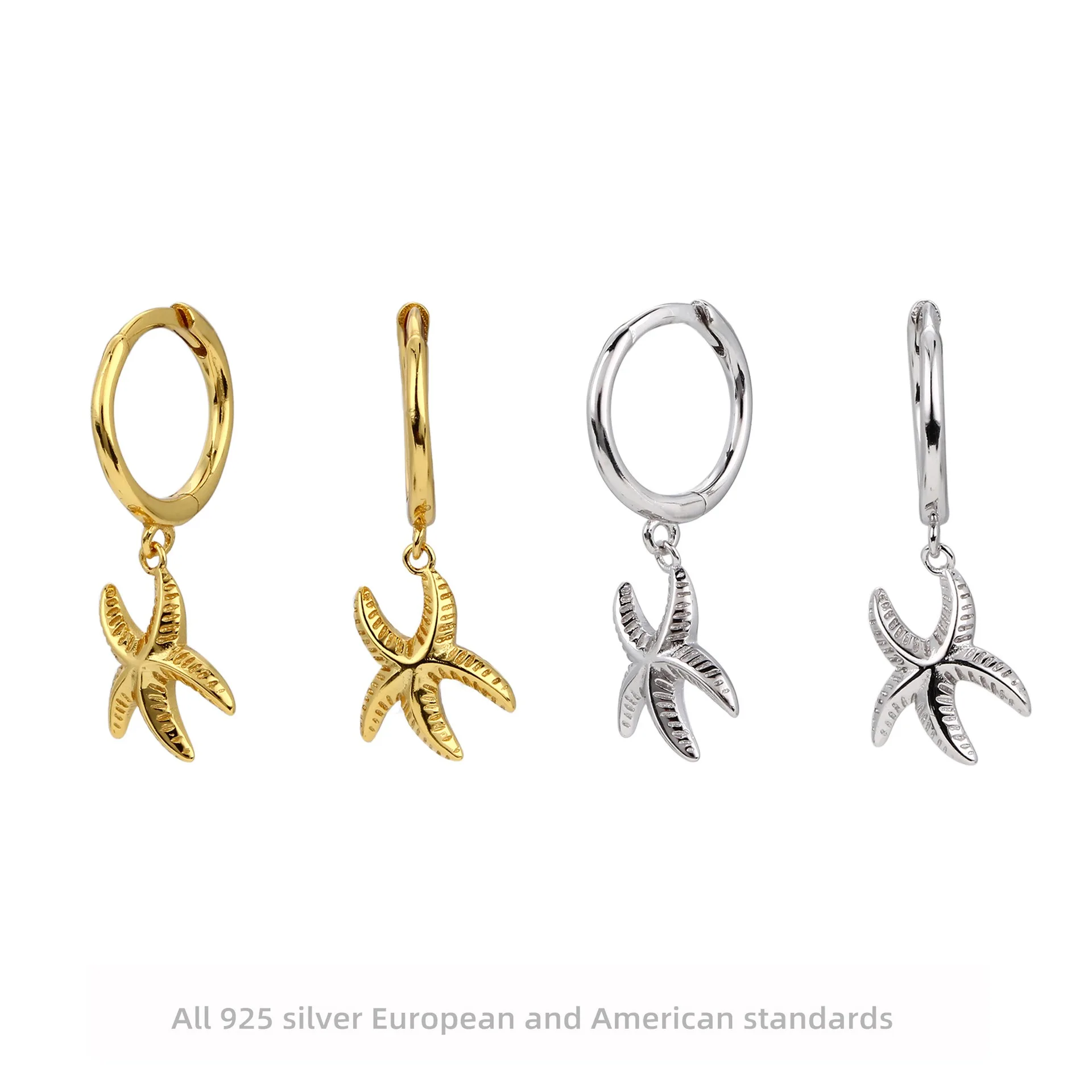 

S925 Sterling Silver Starfish Dangle Earrings Elegant Minimalist Jewelry for Women Unique Everyday Gift