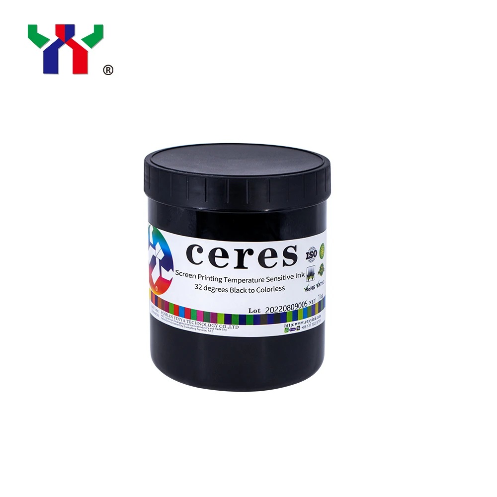 1.0 kg/bottle Ceres Best Selling Screen Printing Temperature Sensitive Ink  Black To Colorless at 32 Degrees, Color Reversible