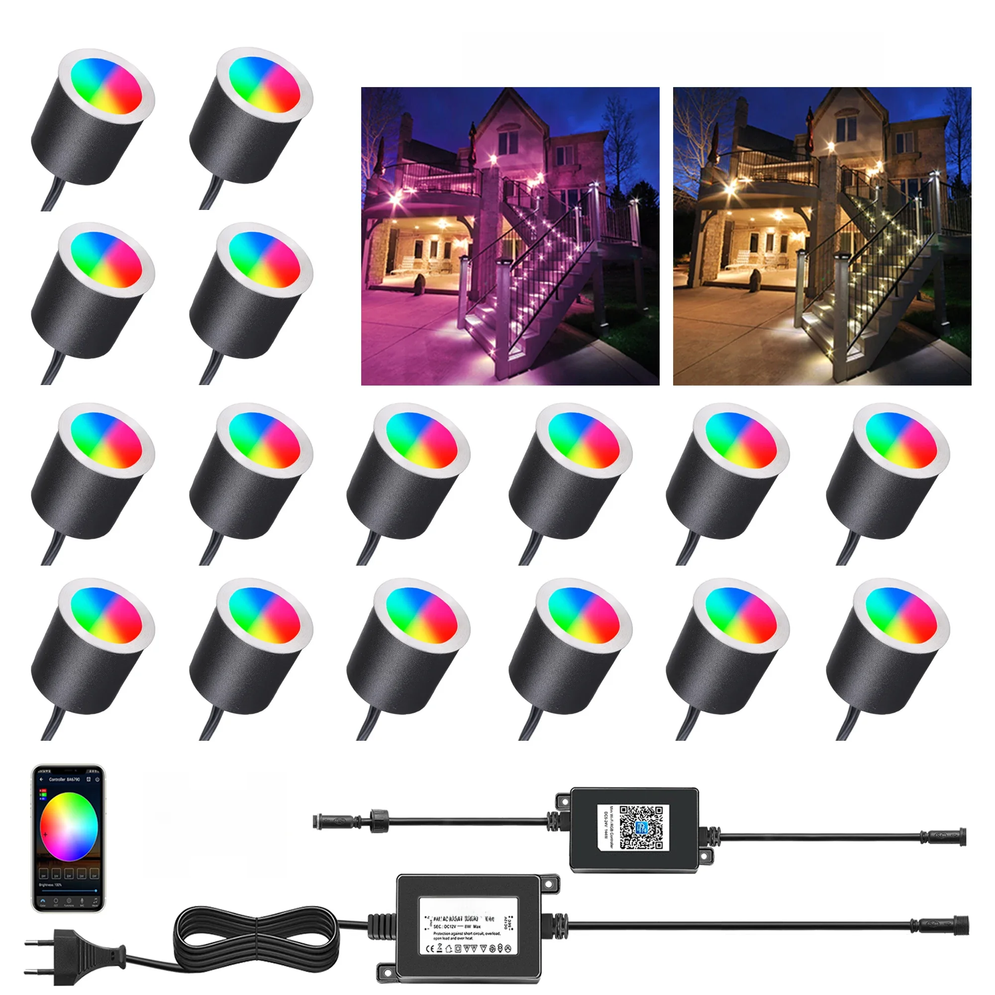 IP67 Wasserdichte RGB WIFI LED Einbau-Terrassenleuchten Außenbeleuchtung für Hof Garten Terrasse Landschaft Weg Treppen Patio