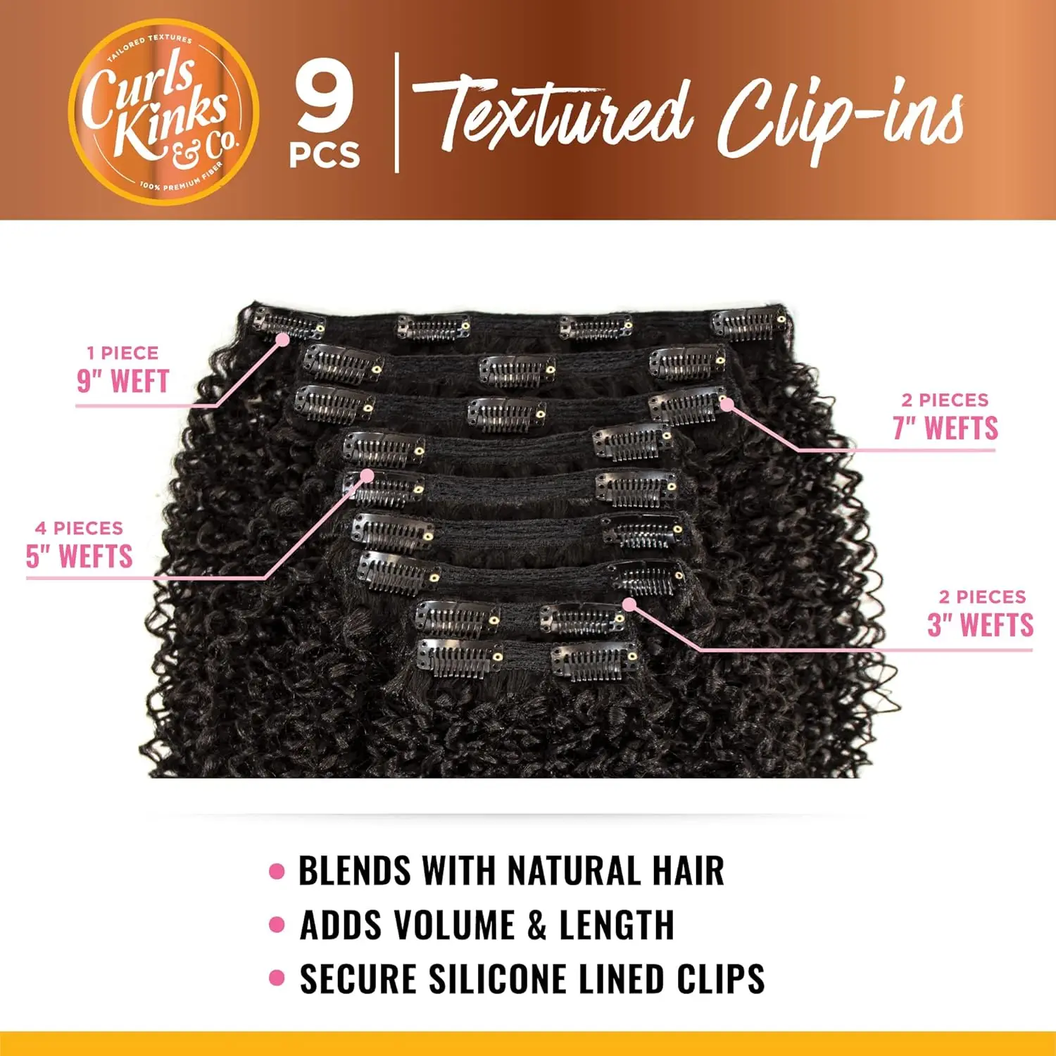 Sensationnel Curls Kinks N Co Human Hair Clip On Weave 4C Clique - Natural Curl, Afro Kinky, Extension, Brazilian