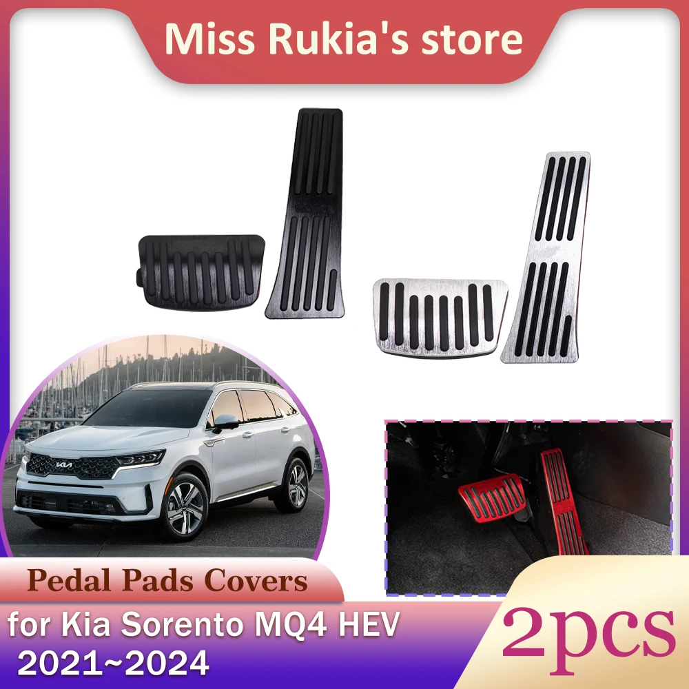 

Автомобильная педаль газового тормоза для Kia Sorento MQ4 HEV 2021 ~ 2024 2022 2023 противоскользящие педали из алюминиевого сплава, крышка сцепления, аксессуары