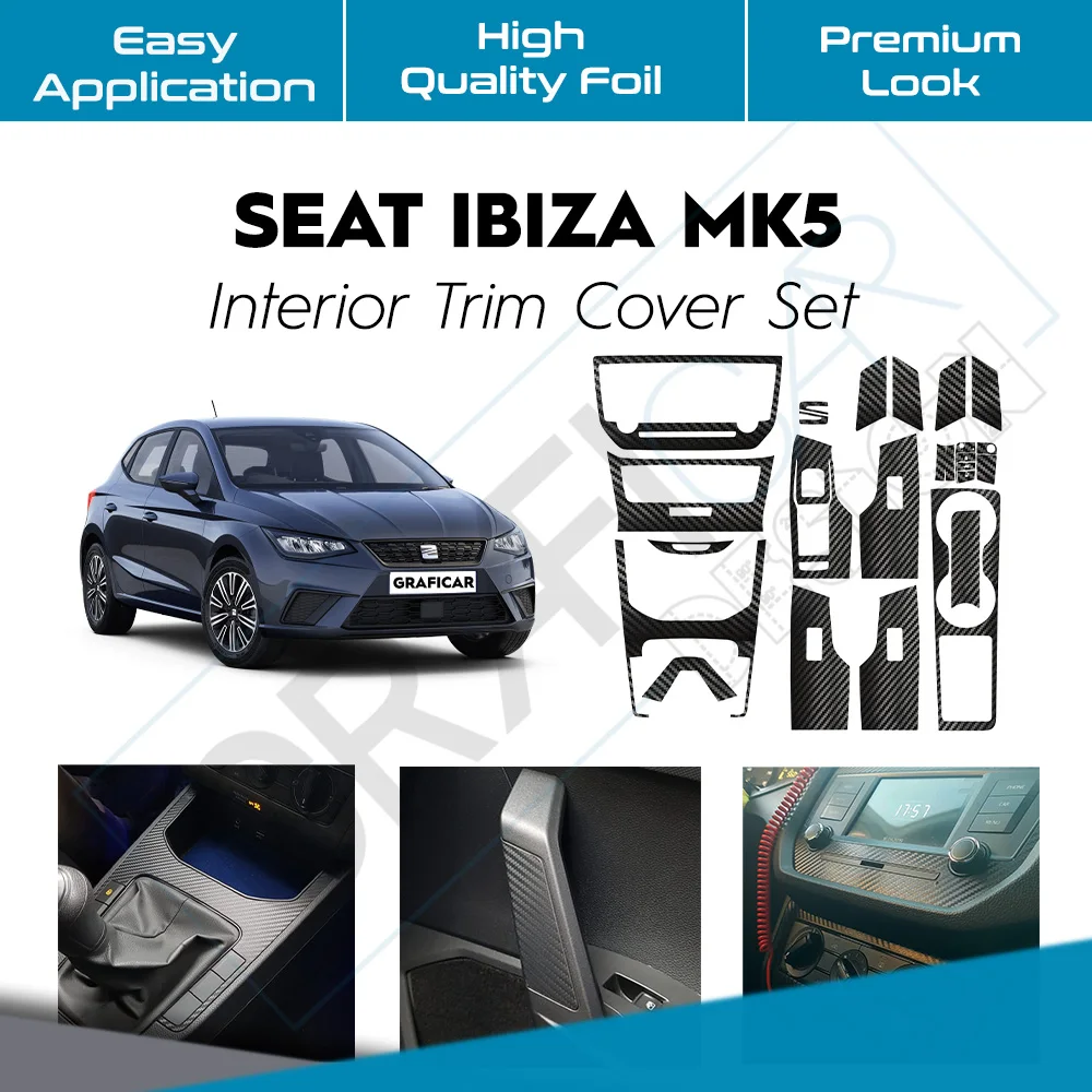 Interior Trim Coating Set Adhesive Vinyl Foil Custom Cut Long Lasting Accessory/Seat Ibiza MK5 -2017-2023