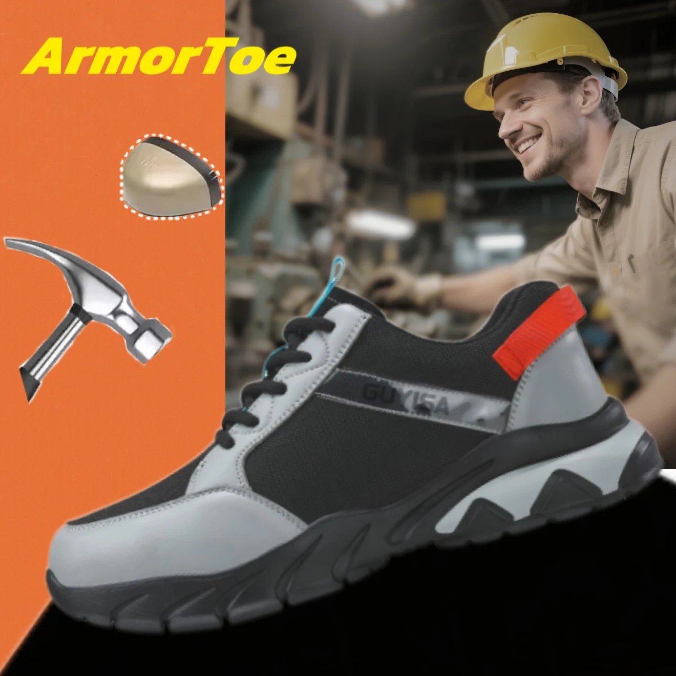 

ArmorToe Steel Toe Safety Shoes Comfortable Anti-smash Anti-stabbing Wear-resistant Lightweight Work Shoes Non-slip #Armor2598