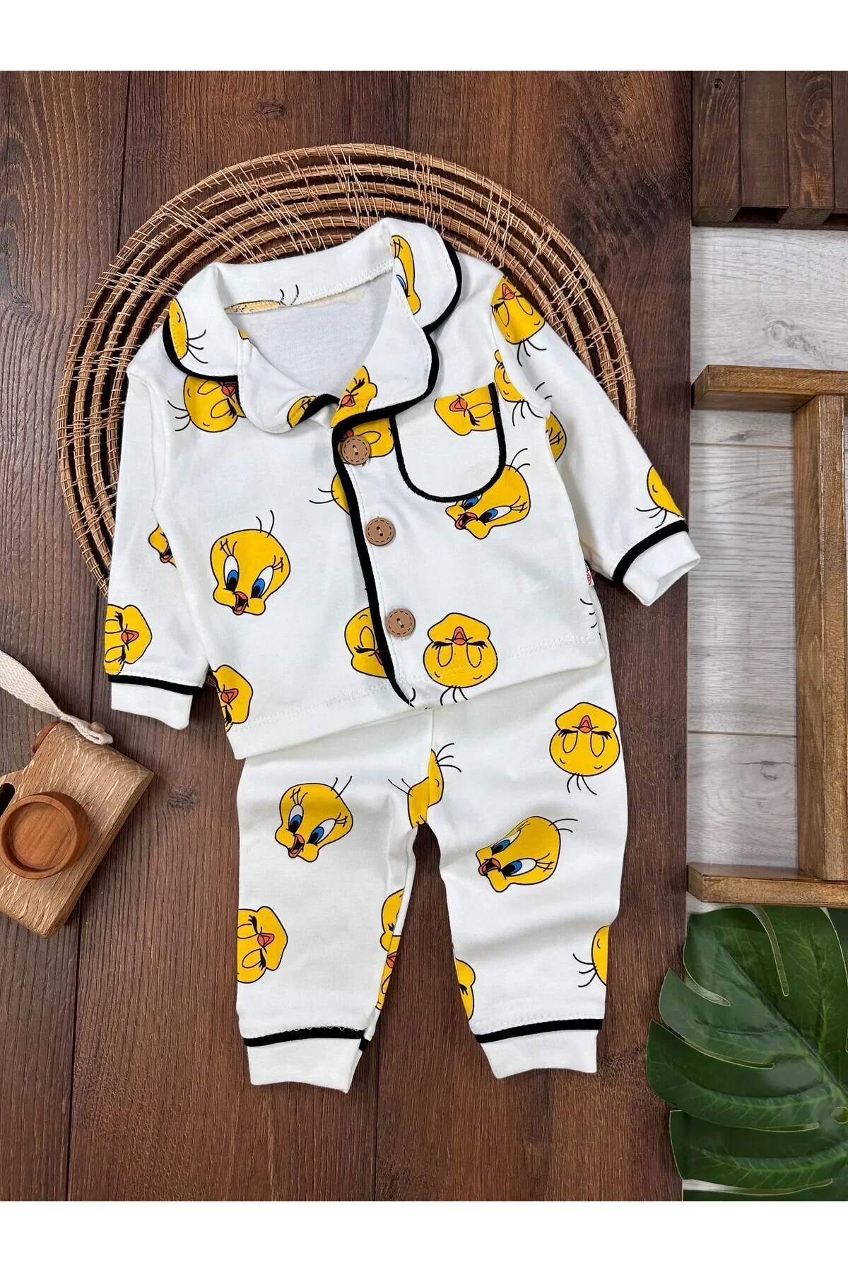 

100% Cotton Double Breasted Collar With Front Buttons Comfortable Mold Unisex Seasonal Baby Pajama Set,organic pajama set