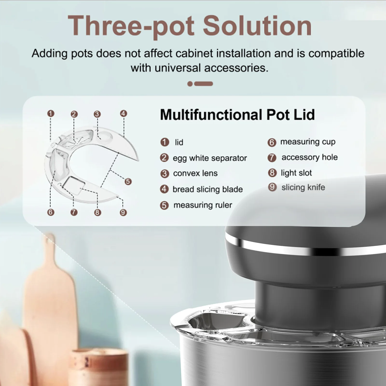 خلاط متعدد الوظائف، خلاطات برأس مائل، خلاط عجين كهربائي للمطبخ للمساعدات المنزلية، وعاء من الفولاذ المقاوم للصدأ سعة 5 لتر (قابس الاتحاد الأوروبي) #3