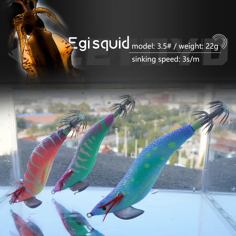 LETOYO FOAM SOLID Squid Jig 3.5# 140mm 22g Luminous Egi lure High sensitivity Cuttlefish bait Fishing goods for squid fishing