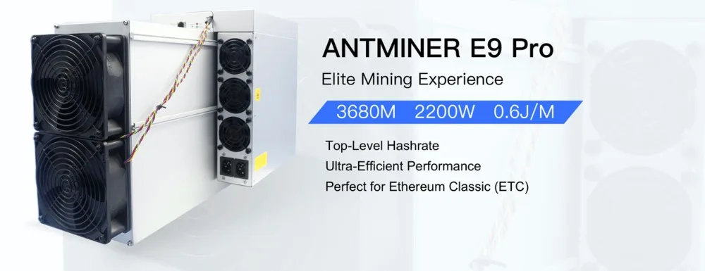 

DC BUY 3 GET 2 FREE Bitmain Antminer E9 Pro 3680Mh/s- Ethash & Etchash ASIC Miner