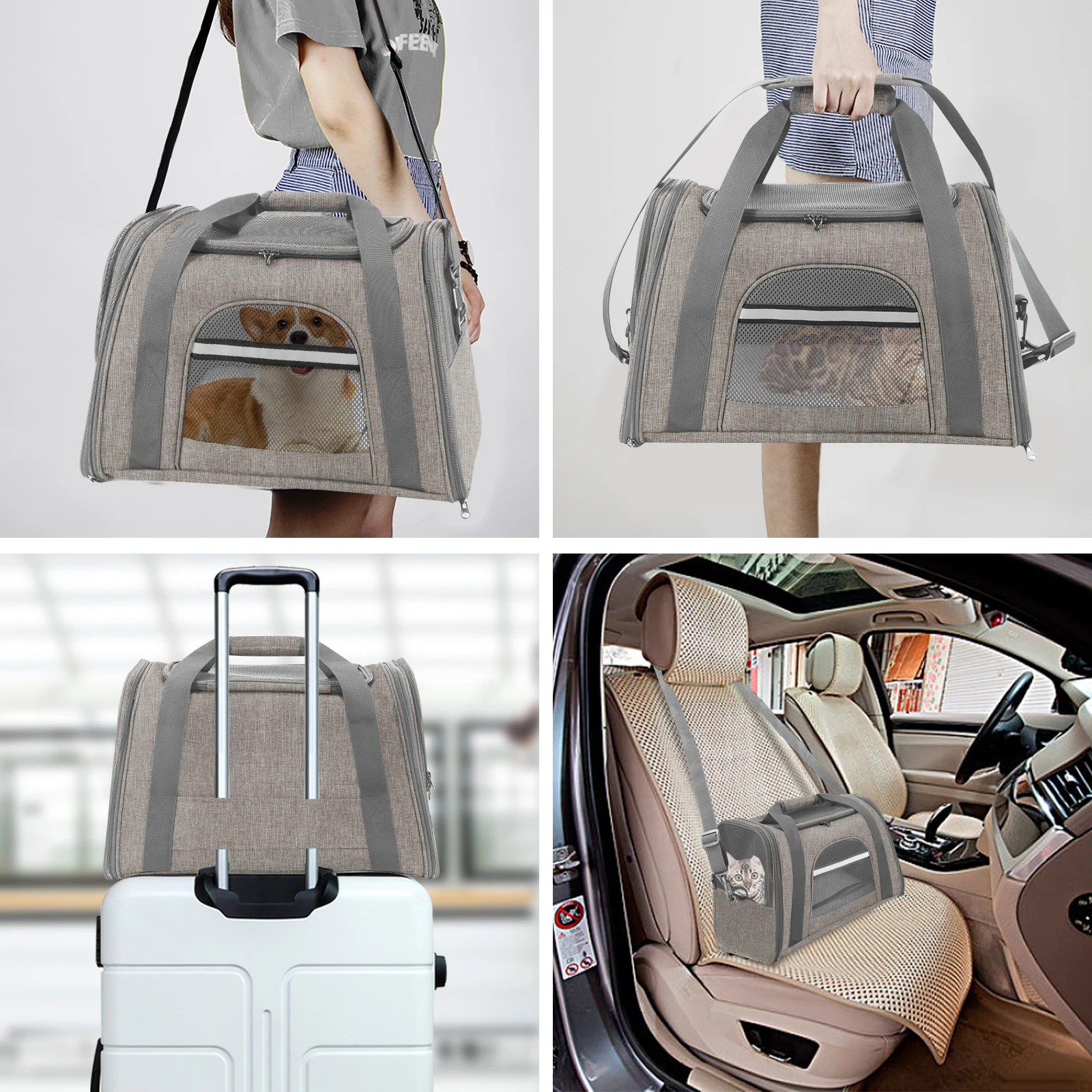 Pet Carrier Bag Foldable Cat Dog Travel Bag Breathable Mesh Pet Handbag Portable Transport Handbag For Kitten Puppy Outgoing