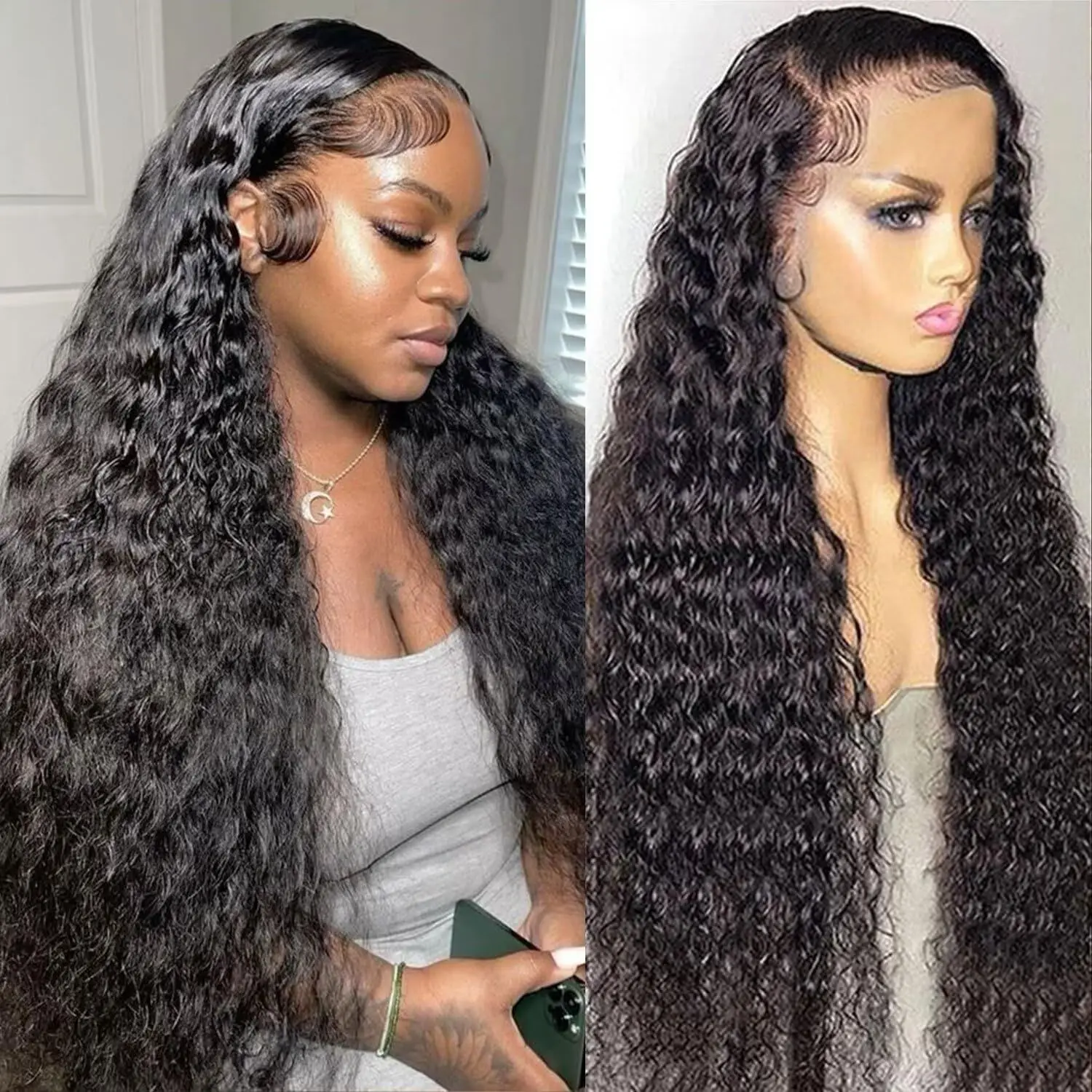 

13x4 Lace Frontal Wigs Brazilian Water Wave Virgin Human Hair 180% Density 28 Inch hd lace wig 13x6 human hair on sale cheap