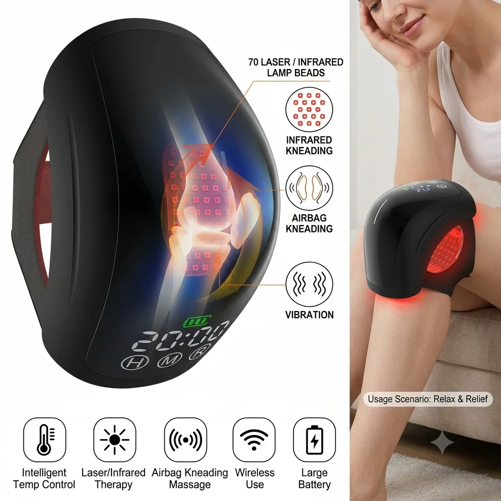 Red Light Therapy Device - Electric Heated Knee Massager Vibration Infrared