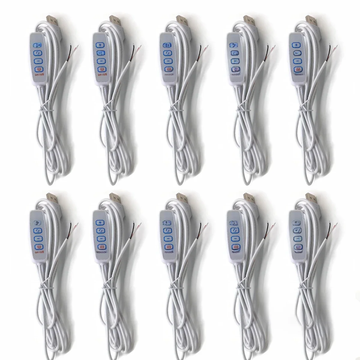 10 SZT. 5V USB Dwukolorowy Sterownik Ściemniacza Przewód Trójkolorowy Włącz/Wyłącz Sterowanie Ściemnianiem Przewód 1.5M Do Taśmy LED Lampy Żarówki — 2