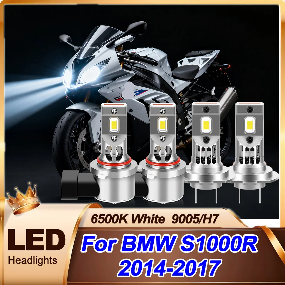 

For BMW S1000R 2014 2015 2016 2017 9005 HB3 H7 High/Low Beam LED Headlights 6500k White