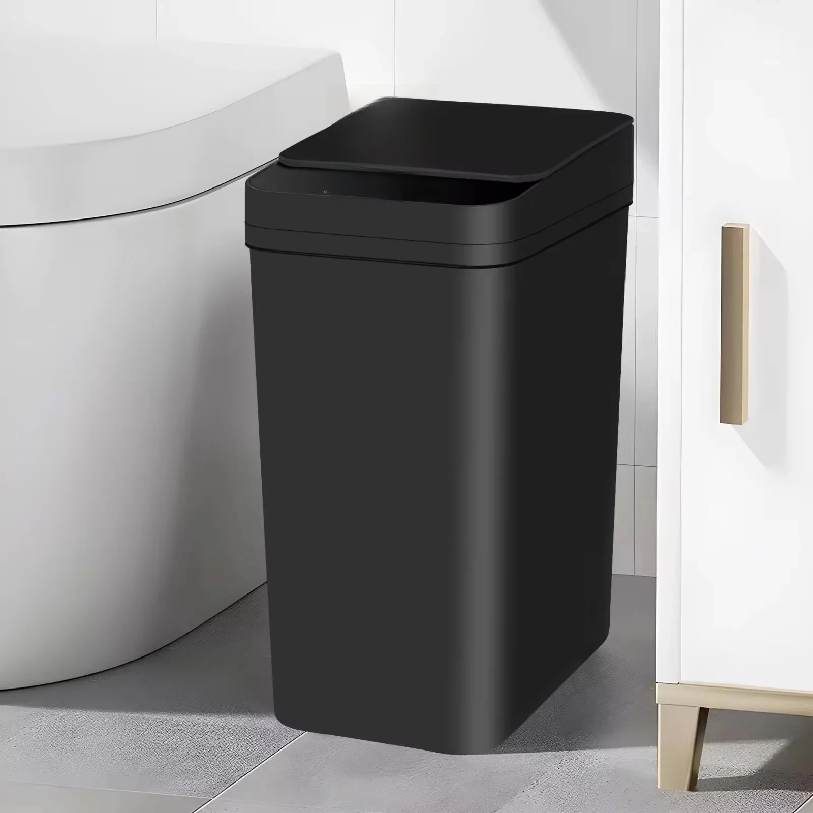Berührungsloser Badezimmer-Mülleimer, 12-Liter-Aktivierter Mülleimer mit Deckel, automatischer Küchenmülleimer für Büro, Wohnzimmer, Schlafzimmer