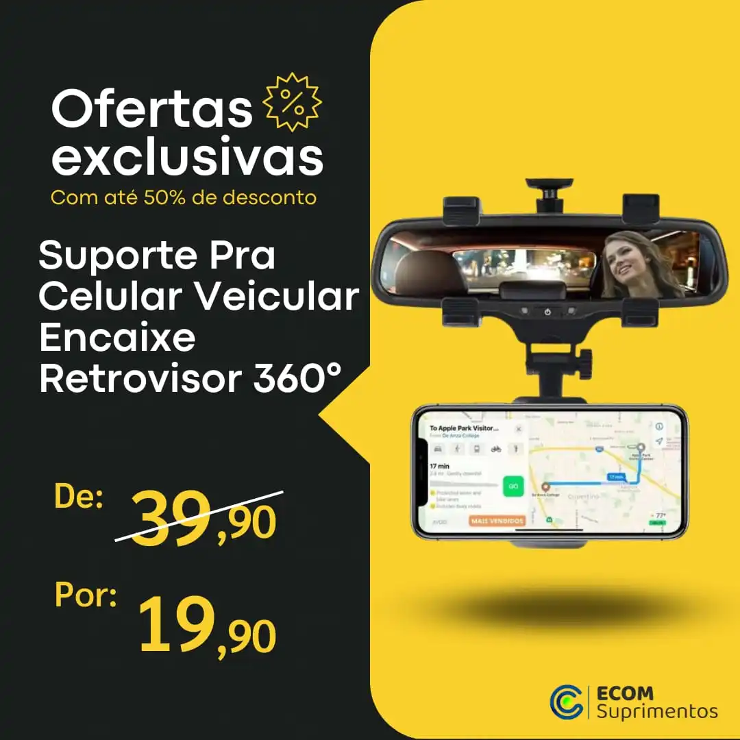 Suporte Pra Celular Veicular Encaixe Retrovisor 360 ° Carro