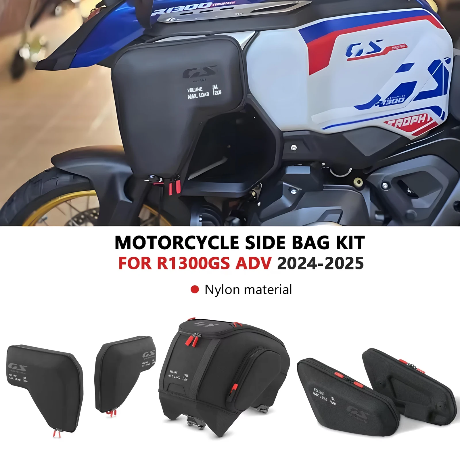 

For R 1300 GS ADV R1300GSA 2024 2025 R1300GS Adventure Fairing Left Right Radiator Cowl Bags Storage Package Bags