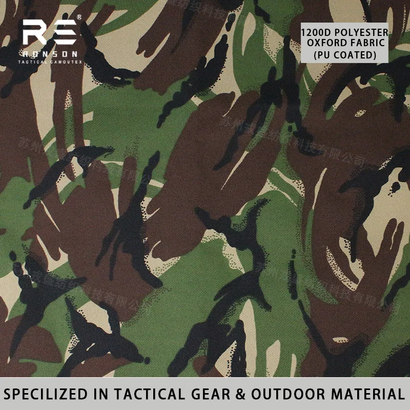 

Ronson британский DPM камуфляжный принт 1200D полиэстер ткань Оксфорд с полиуретановым покрытием водонепроницаемый для тактического снаряжения и уличных сумок