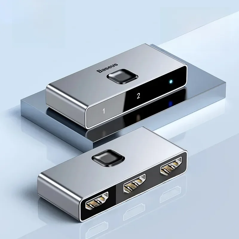 Baseus-Comutador compatível com HDMI, 4K, 60Hz, Bi-Direction, 1x2, 2x1, HDR, Adaptador de áudio para