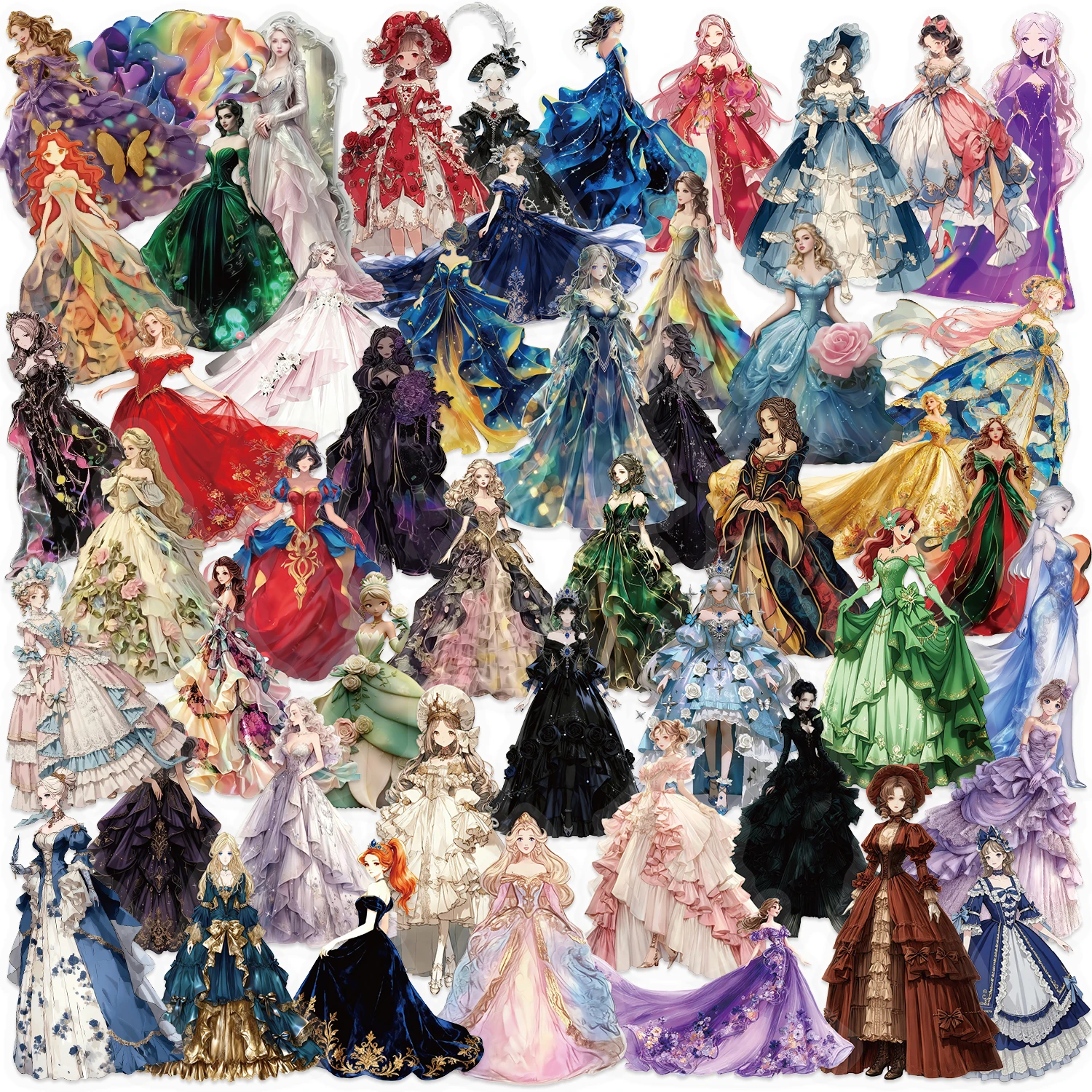 50 autocollants transparents imperméables pour robe de fille, pour la décoration de téléphone portable, de valise, de papeterie, de carnet, bricolage