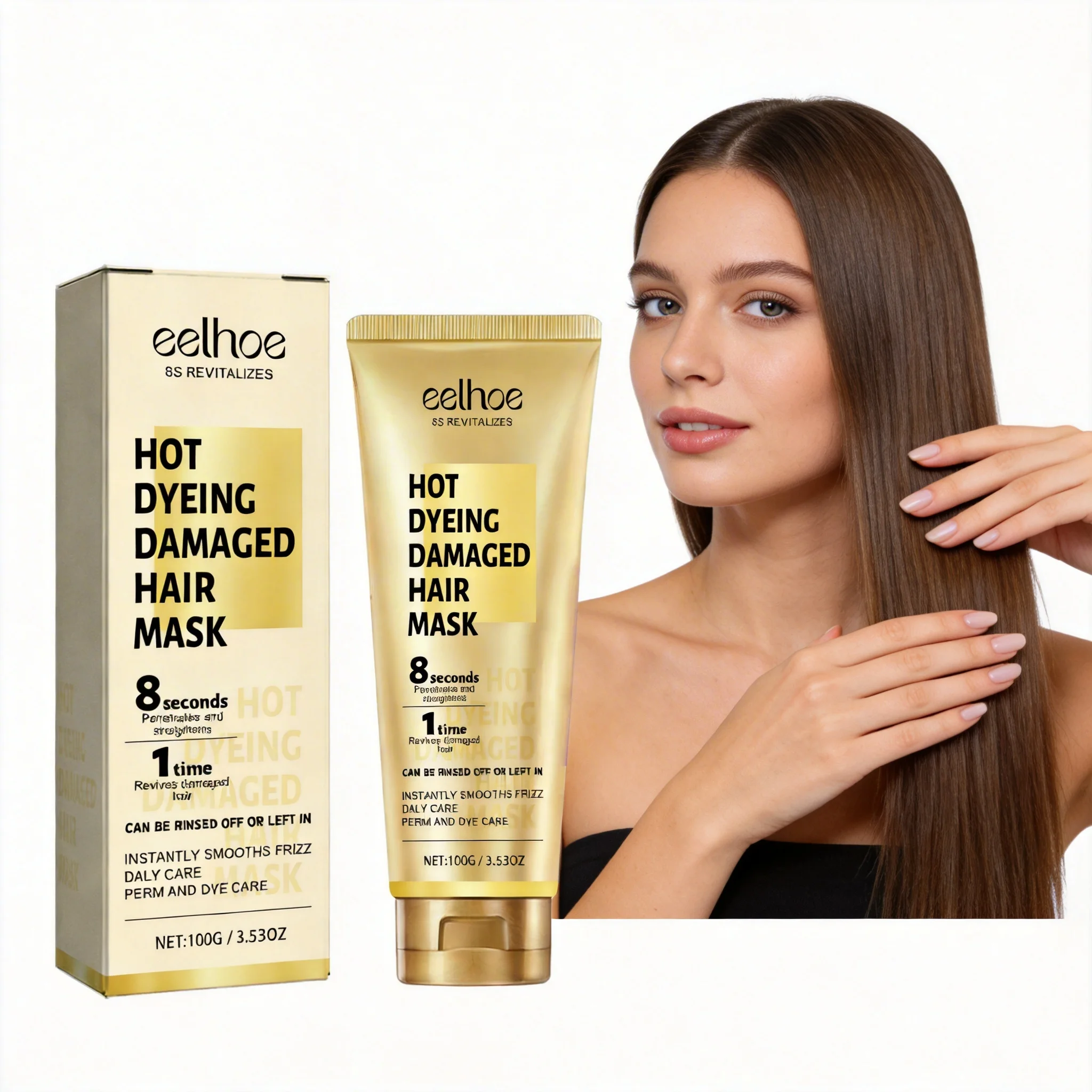

EELHOE 100g 8s Revitalizes Hot Dyeing Damaged Hair Mask Deep Nourish Repair Damaged Frizz Hair Gentle Daily Hair Care For Women