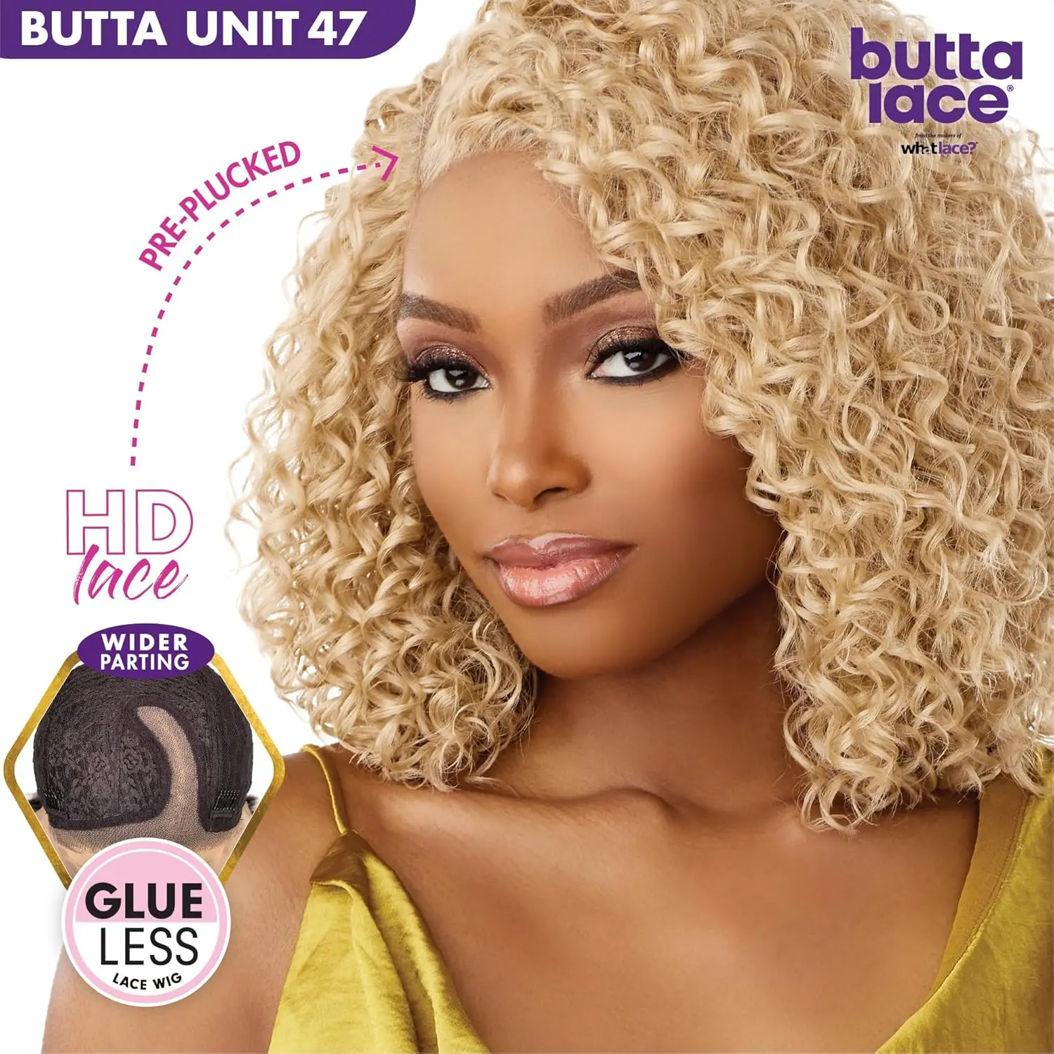 Sensationnel HD Lace Front Peruca Sintética Sem Cola Butta Lace Unit 47