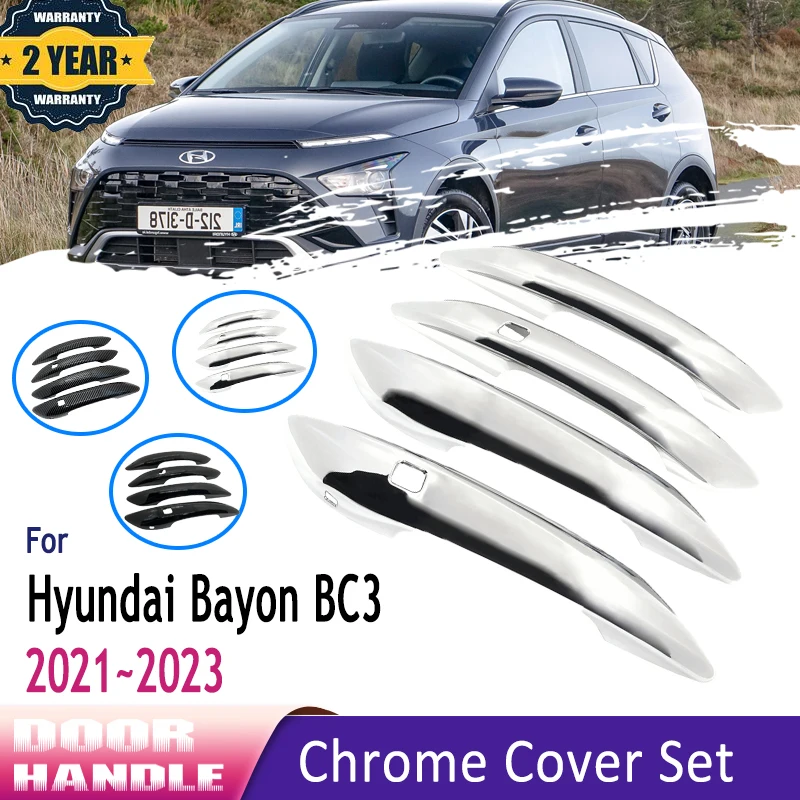 

Styling Chrome Door Handle Cover For Hyundai Bayon Accessories 2022 BC3 CUV 2021 2023 Scratch Protector Stickers Car Accessories