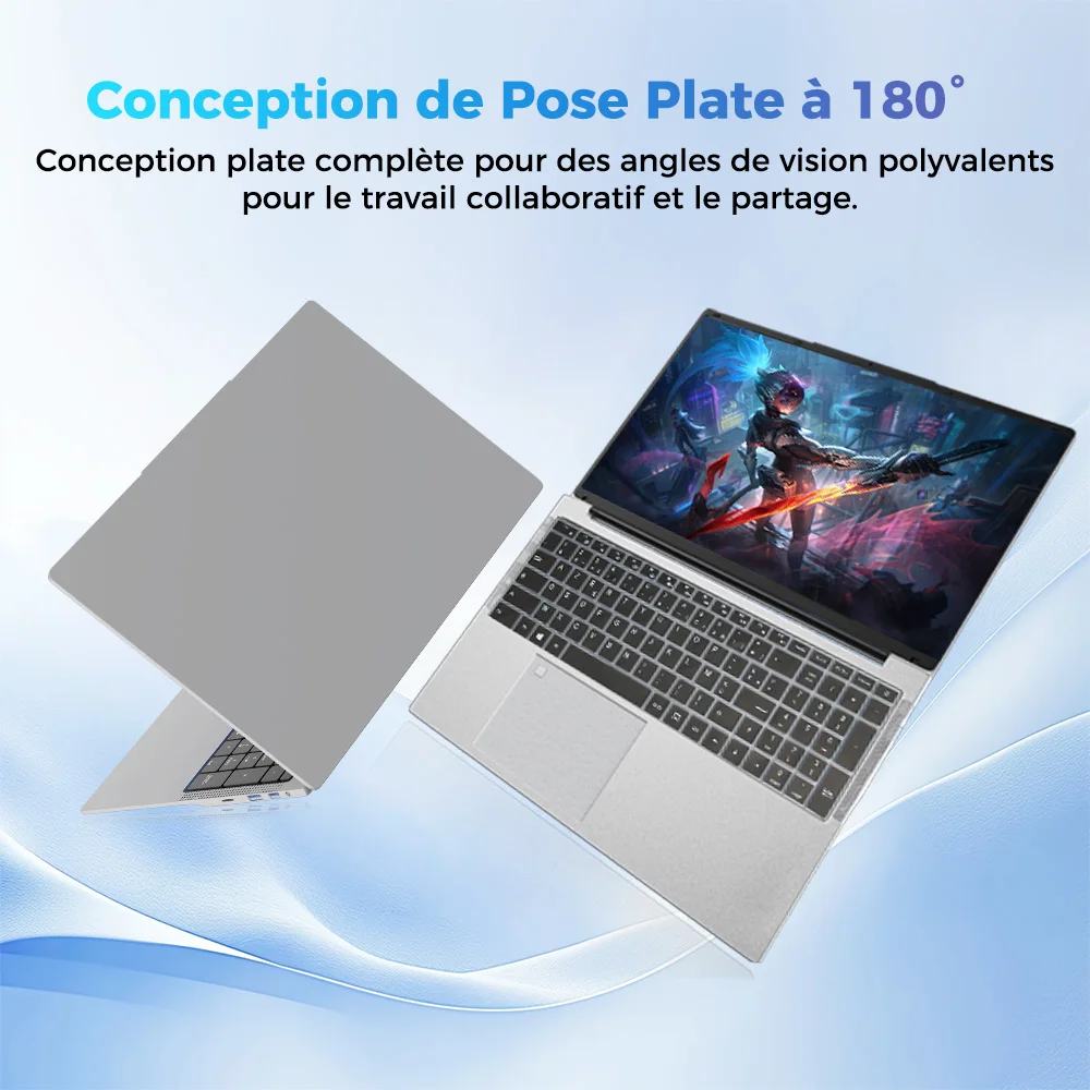 Laptop Laptop Full HD + Intel Celero N5095, 16 Go RAM, 512 Go SSD, Keyboard AZERTY French backlit with digital keypad, fingerprint unlock, Windows 11, WiFi Dual Band, bluetooth, PC Portable ideal for