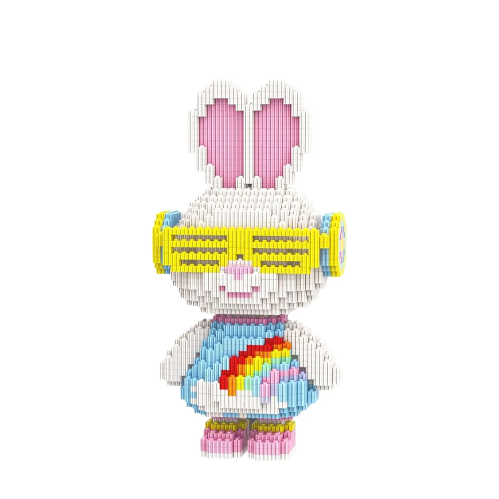 

Momo Rainbow Bunny (Small) – 2150 Pcs DIY Modular Brick Toy, Perfect Gift for Teens & Adults, Colorful Display Collectible