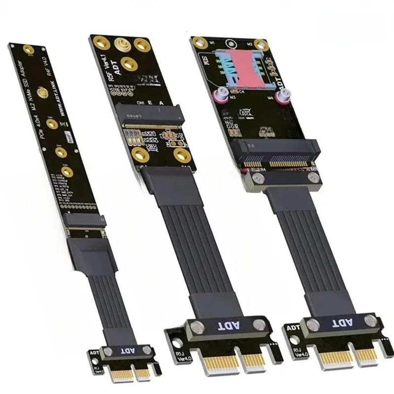 Przedłużacz M.2 NVMe/M2 WiFi/Mini-PCIe SSD do PCIe 4.0 x1 Key-M/Key A.E/mPCIe Gen4 x1 Riser Ribbon Adapter R15JF R16JF R14JF — zdjęcie 2