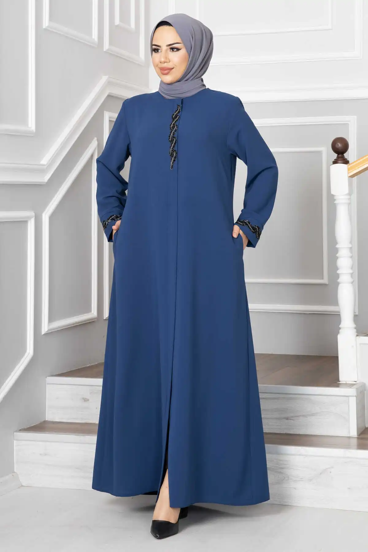 Stone Embroidered Hijap Abaya Dresses for women Women Long Sleeve Muslim Abaya Black Dress Woman dress skirt Turkey 2023