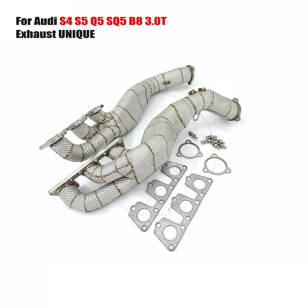 UNIQUE manifold downpipe For Audi S4 S5 Q5 SQ5 B8 3.0T Equal Length SS304 exhaust manifold With insulator