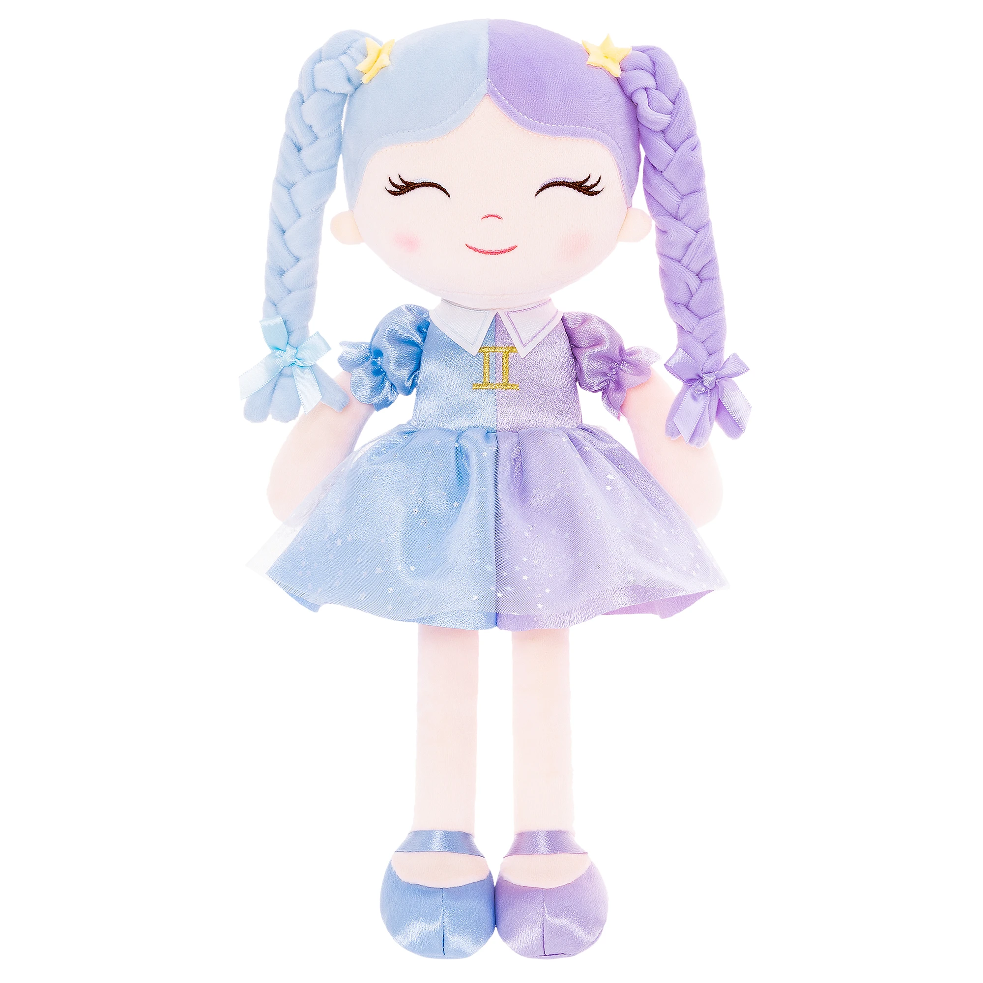 16 inches Baby Girl Gifts Plush Doll Gemin Constellation Doll In Blue Purple Skirt With Gift Box Birthday Gifts