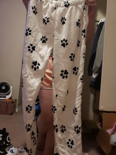Versatile simple and cartoon-printed warm pajama pants for women new flannel cute home long pants that can be worn outside photo review