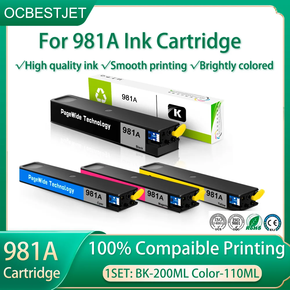 خرطوشة حبر HP 981A لطابعة 556 556dn 586dn 586z 586f E58650 E58650dn صبغة كاملة متوافقة مع خرطوشة حبر 981 مجموعة واحدة #1