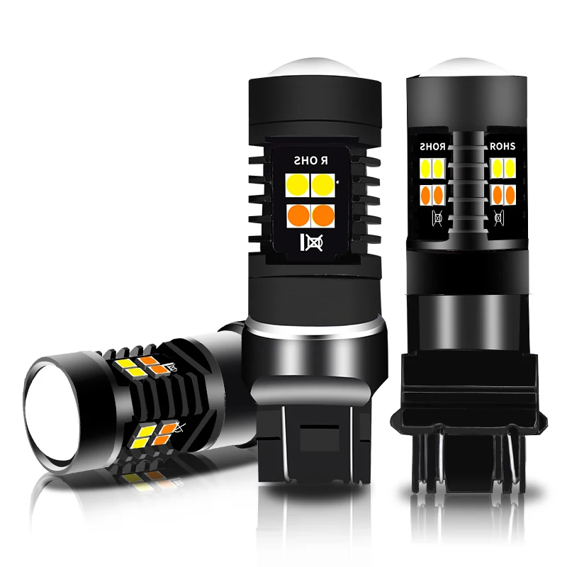 2 sztuki 1157 BAY15D P21/5W LED CANBUS T20 7443 W21W Żarówka LED Dwukolorowa przełączana Samochodowe światło hamowania Kierunkowskaz