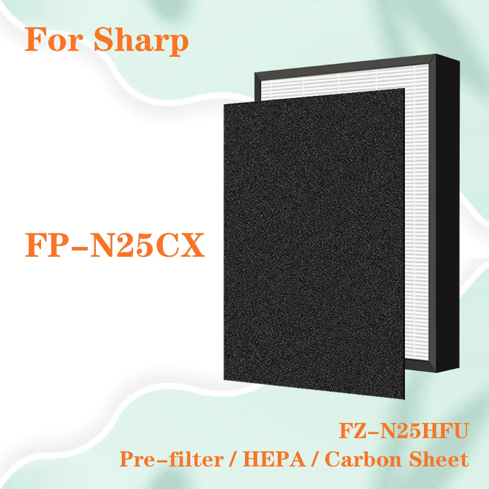 For Sharp FZ-N25HFU FZN25HFU Replacement Air Purifier HEPA and Carbon Sheet Filter for FP-N25CX FPN25CX