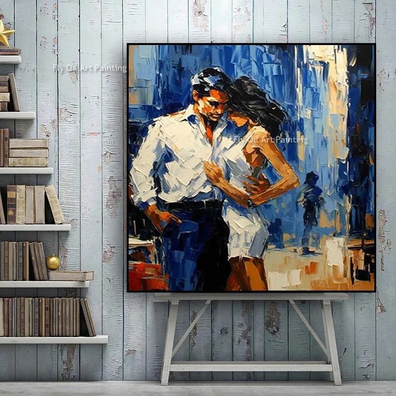 Portrait Couple Lovers Oil Painting On Canvas Handmade Lovers Figure Artwork Canvas Painting For Home Decor Unframed As Gift