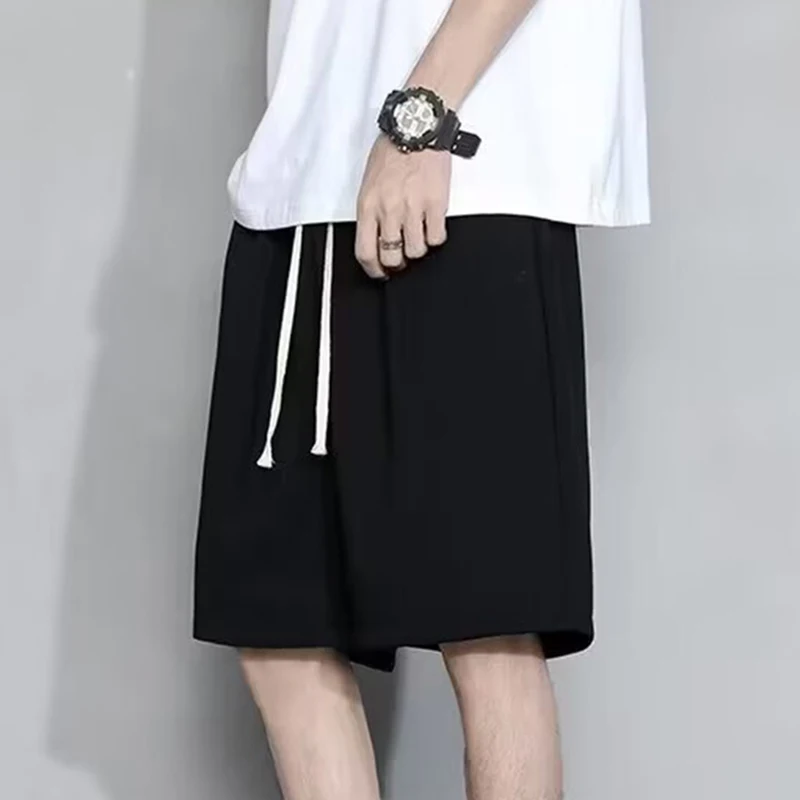 1+1 남성 편안한 착용감 캐주얼 루즈핏 남성용 허리 스트링 밴딩 5부 스포츠 반바지 HP... - 1