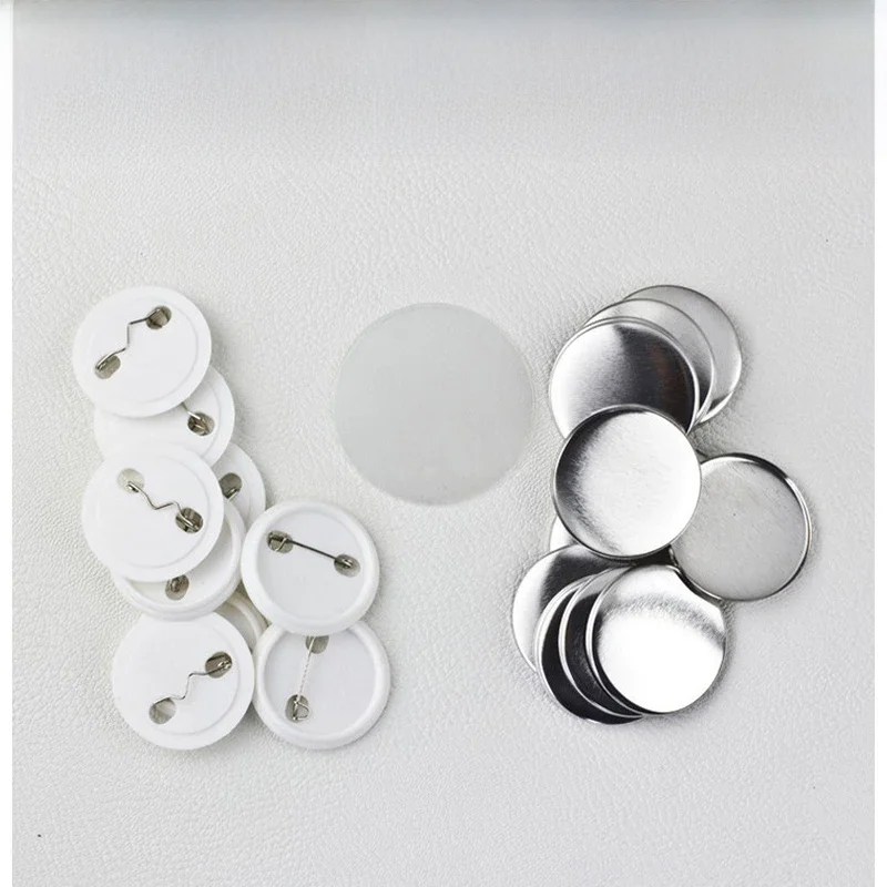 100 pièces/ensemble fer blanc Badge 25mm 32mm 37mm 56mm consommables Badge consommables Badge Machine bricolage matériaux vierges Badge accessoires