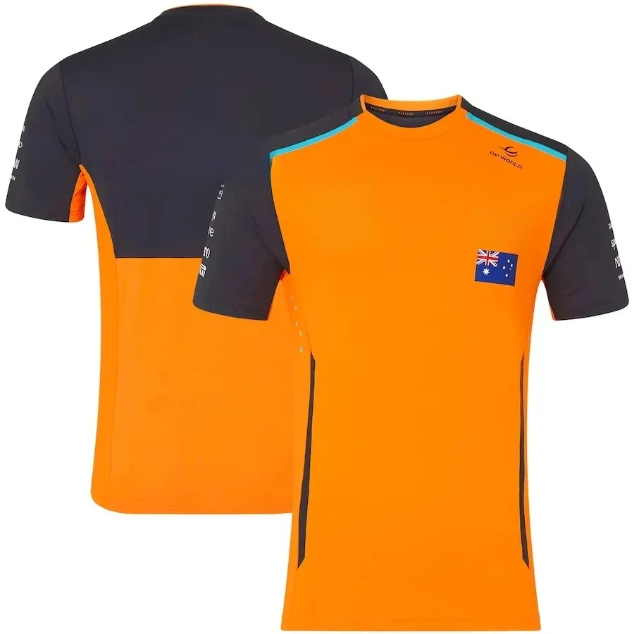 AliExpress 2025 summer hot selling T-shirt outdoor racing sports cycling fitness quick drying breathable loose orange short-sleeved top